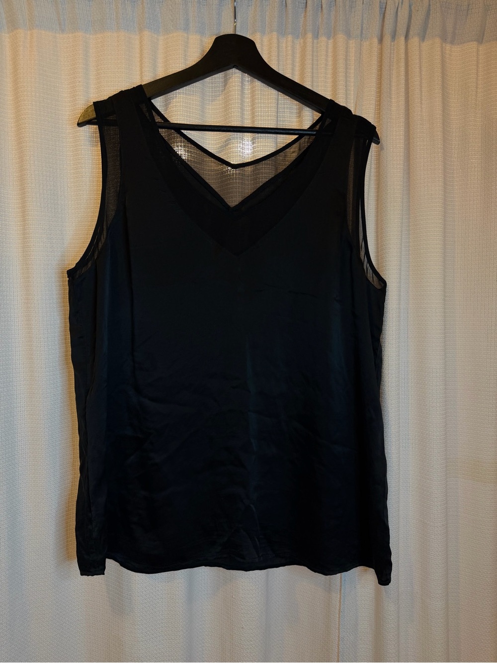 Silk Black V-Neck Sleeveless Women's Top